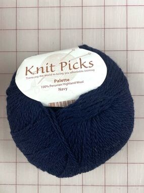Knit Picks Palette Yarn Peruvian Highland Wool Fingering Wt. Navy 50g 103 yds